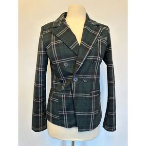 Bagatelle Collection Green and Black Plaid Blazer Size Small